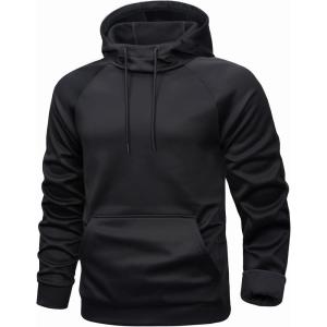 imageMAGCOMSEN Mens Hoodies Fleece Lined Casual Athletic Sweatshirts Pullover with Kangaroo PocketBlack