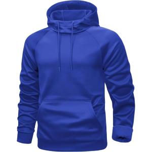 imageMAGCOMSEN Mens Hoodies Fleece Lined Casual Athletic Sweatshirts Pullover with Kangaroo PocketBright Blue