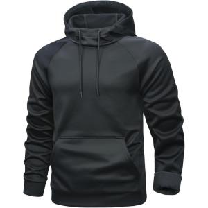 imageMAGCOMSEN Mens Hoodies Fleece Lined Casual Athletic Sweatshirts Pullover with Kangaroo PocketDark Grey