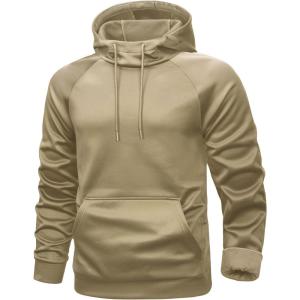 imageMAGCOMSEN Mens Hoodies Fleece Lined Casual Athletic Sweatshirts Pullover with Kangaroo PocketKhaki