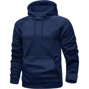 imageMAGCOMSEN Mens Hoodies Fleece Lined Casual Athletic Sweatshirts Pullover with Kangaroo PocketNavy