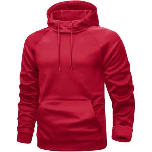 imageMAGCOMSEN Mens Hoodies Fleece Lined Casual Athletic Sweatshirts Pullover with Kangaroo PocketRed