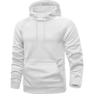 imageMAGCOMSEN Mens Hoodies Fleece Lined Casual Athletic Sweatshirts Pullover with Kangaroo PocketWhite