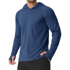 imageMAGCOMSEN Mens Sun Shirts UPF 50 Long Sleeve Lightweight Hoodie Quick Dry Performance Workout Hiking Athletic ShirtBluegrey