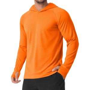 imageMAGCOMSEN Mens Sun Shirts UPF 50 Long Sleeve Lightweight Hoodie Quick Dry Performance Workout Hiking Athletic ShirtFlorange