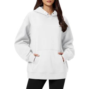 imageMAGCOMSEN Oversized Hoodies for Women Fleece Pullover Sweatshirts Warm Cozy Sweaters Workout Winter Fall HoodieWhite