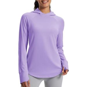 imageMAGCOMSEN Womens UPF 50 Sun Protection Hoodie Long Sleeve Lightweight Quick Dry Shirt Athletic Outdoor Fishing HikingTaro Purple