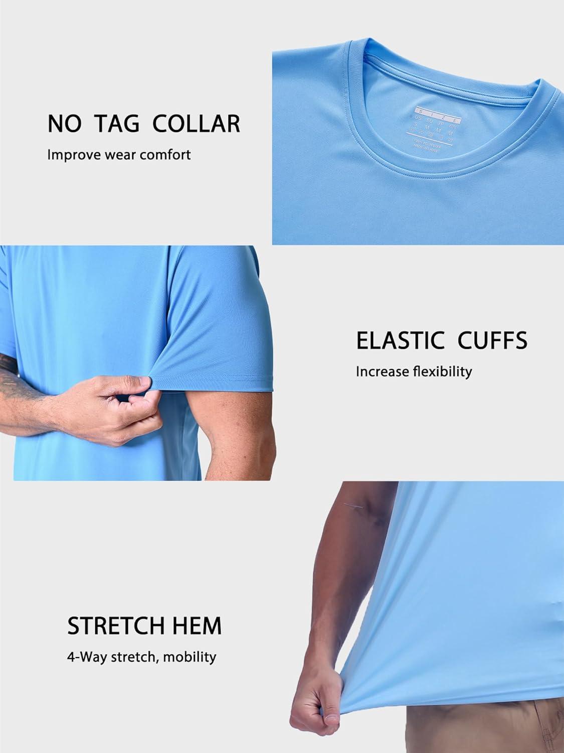 imageMAGCOMSEN 2 Pack Mens Short Sleeve Dry Fit Athletic Shirts UPF 50 Running Gym Workout Tops Moisture Wicking Cooling ShirtsNavyOrange