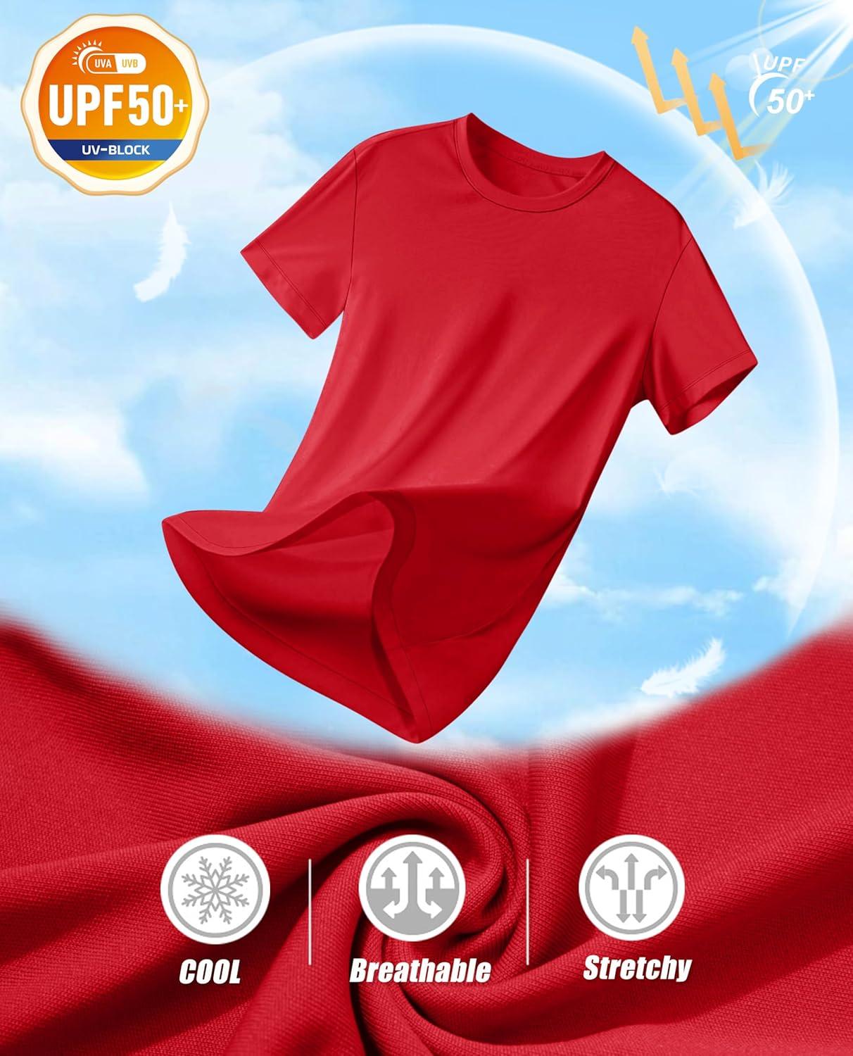 imageMAGCOMSEN 4 Pack Womens Short Sleeve Workout TShirts UPF 50 Moisture Wicking Rash Guard Dry Fit Athletic Running TopsBlack  Navy  Tomato Red  Lake Blue