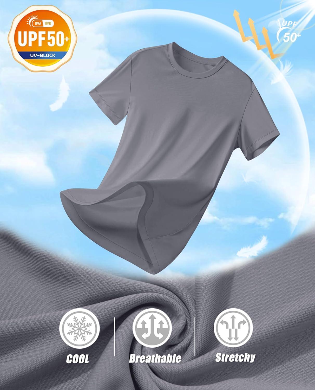 imageMAGCOMSEN 4 Pack Womens Short Sleeve Workout TShirts UPF 50 Moisture Wicking Rash Guard Dry Fit Athletic Running TopsBlack  White  Light Gray  Tomato Red