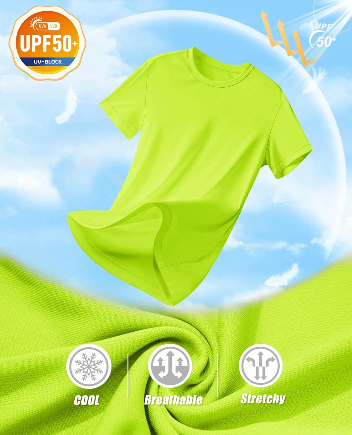 imageMAGCOMSEN 4 Pack Womens Short Sleeve Workout TShirts UPF 50 Moisture Wicking Rash Guard Dry Fit Athletic Running TopsBlack  White  Navy  Fluorescent Green