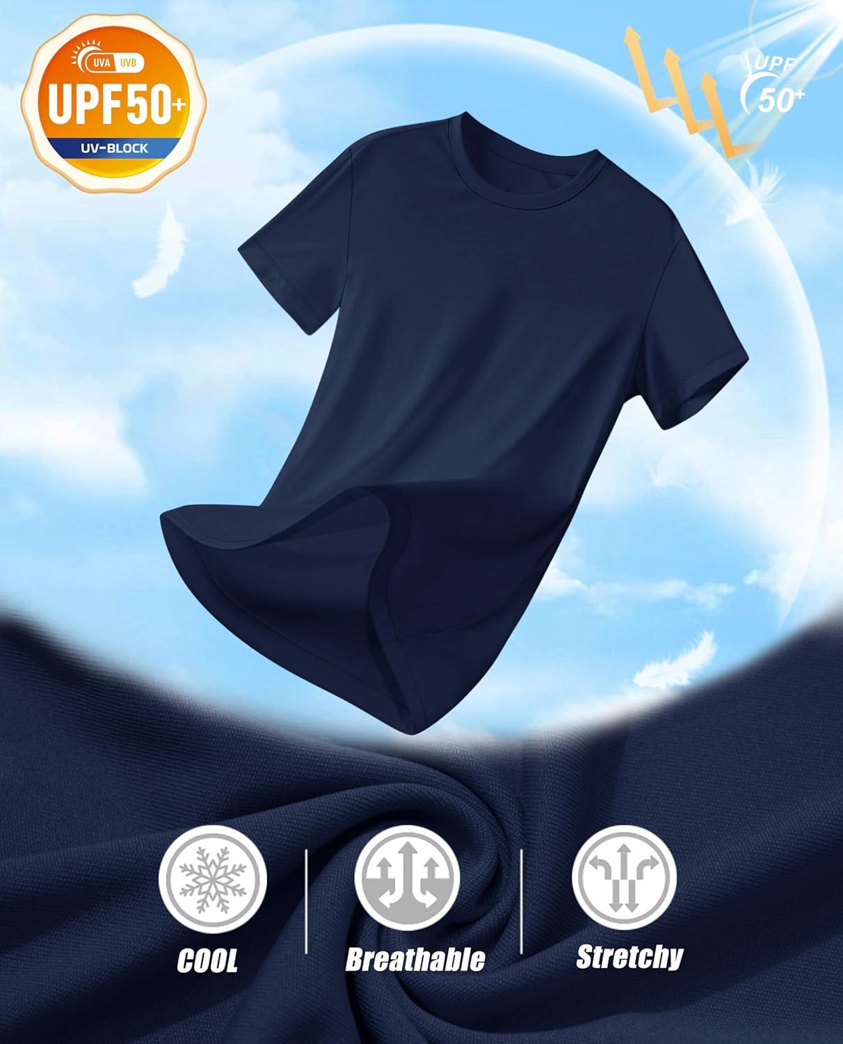 imageMAGCOMSEN 4 Pack Womens Short Sleeve Workout TShirts UPF 50 Moisture Wicking Rash Guard Dry Fit Athletic Running TopsBlack  White  Navy  Light Gray