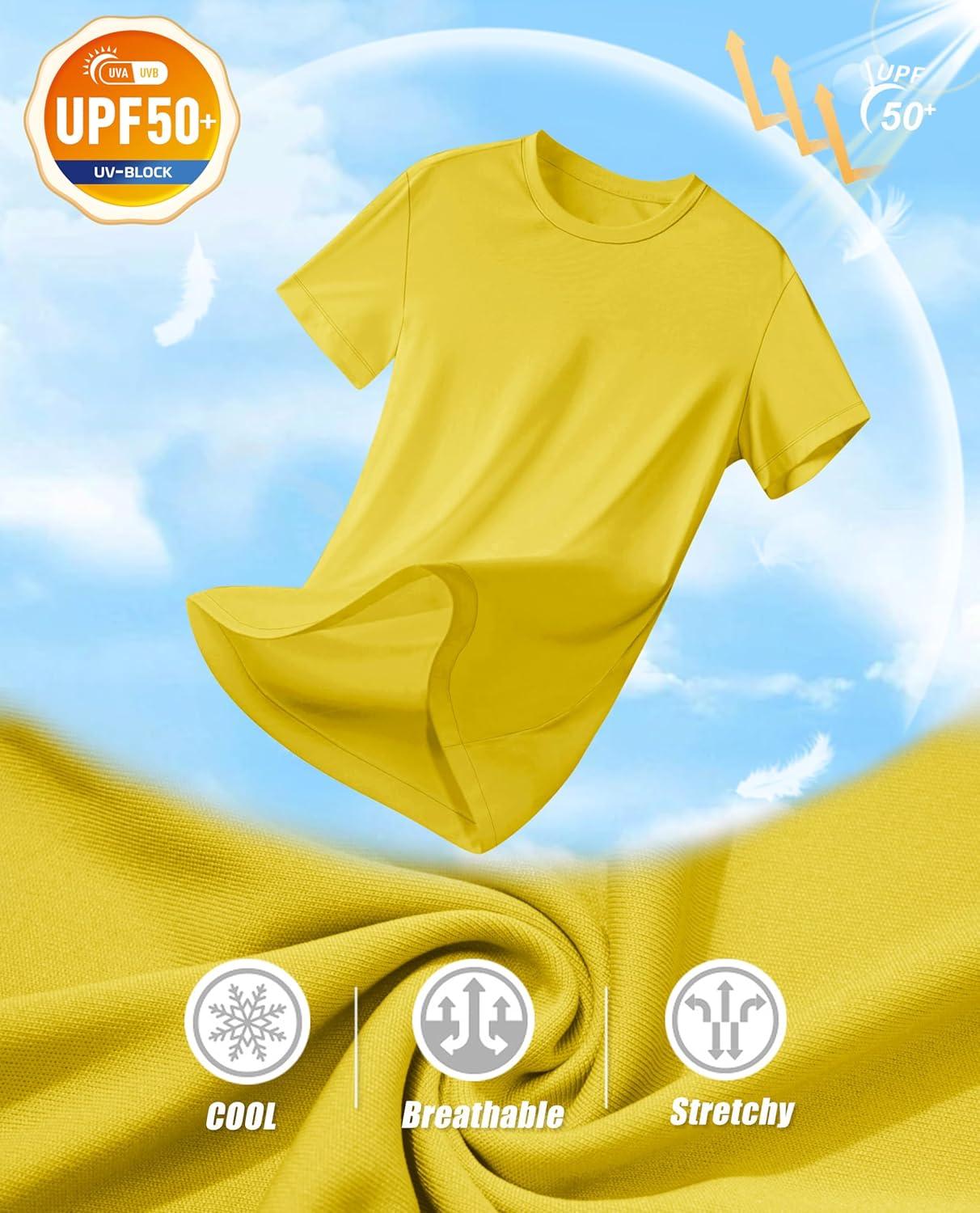 imageMAGCOMSEN 4 Pack Womens Short Sleeve Workout TShirts UPF 50 Moisture Wicking Rash Guard Dry Fit Athletic Running TopsWhite  Light Pink  Yellow  Light Purple