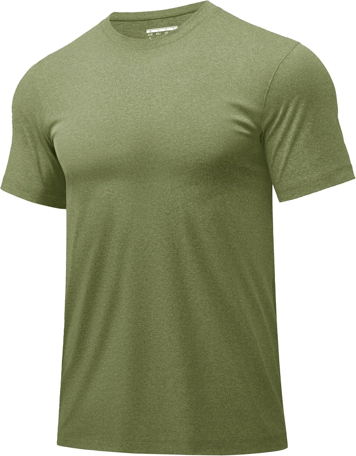 imageMAGCOMSEN Mens Dry Fit Workout Shirts Short Sleeve Tee Shirts Moisture Wicking Athletic Running Performence TshirtsArmy Green