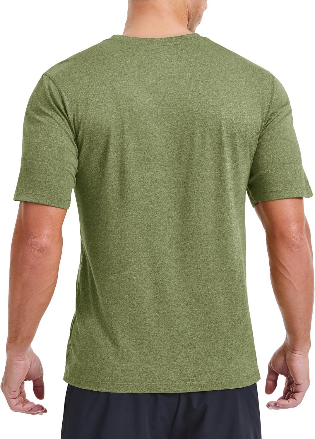 imageMAGCOMSEN Mens Dry Fit Workout Shirts Short Sleeve Tee Shirts Moisture Wicking Athletic Running Performence TshirtsArmy Green