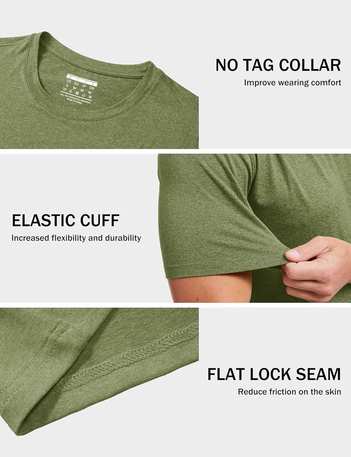 imageMAGCOMSEN Mens Dry Fit Workout Shirts Short Sleeve Tee Shirts Moisture Wicking Athletic Running Performence TshirtsArmy Green