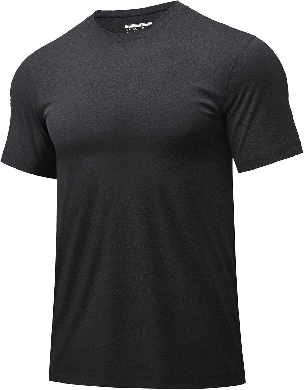 imageMAGCOMSEN Mens Dry Fit Workout Shirts Short Sleeve Tee Shirts Moisture Wicking Athletic Running Performence TshirtsBlack