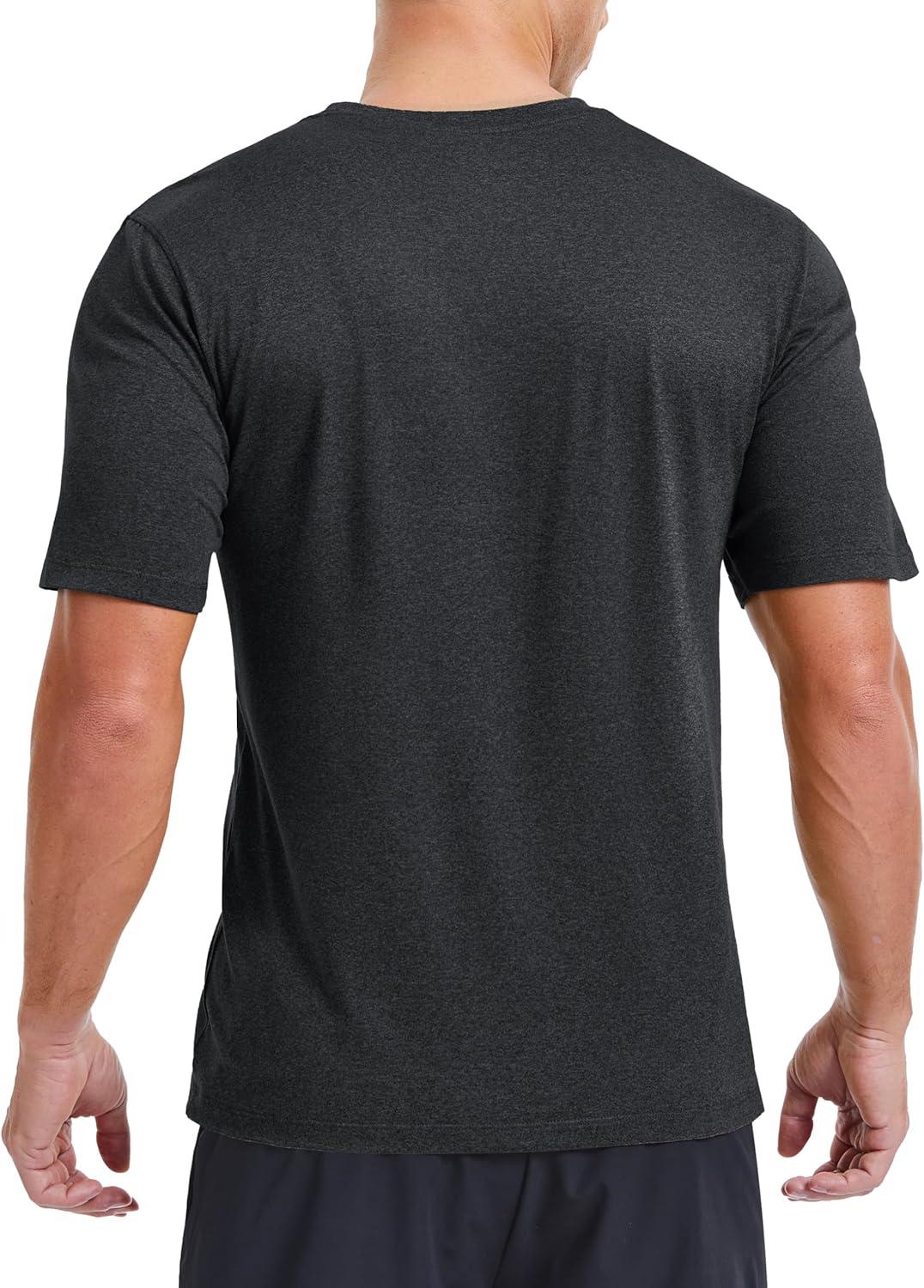 imageMAGCOMSEN Mens Dry Fit Workout Shirts Short Sleeve Tee Shirts Moisture Wicking Athletic Running Performence TshirtsBlack