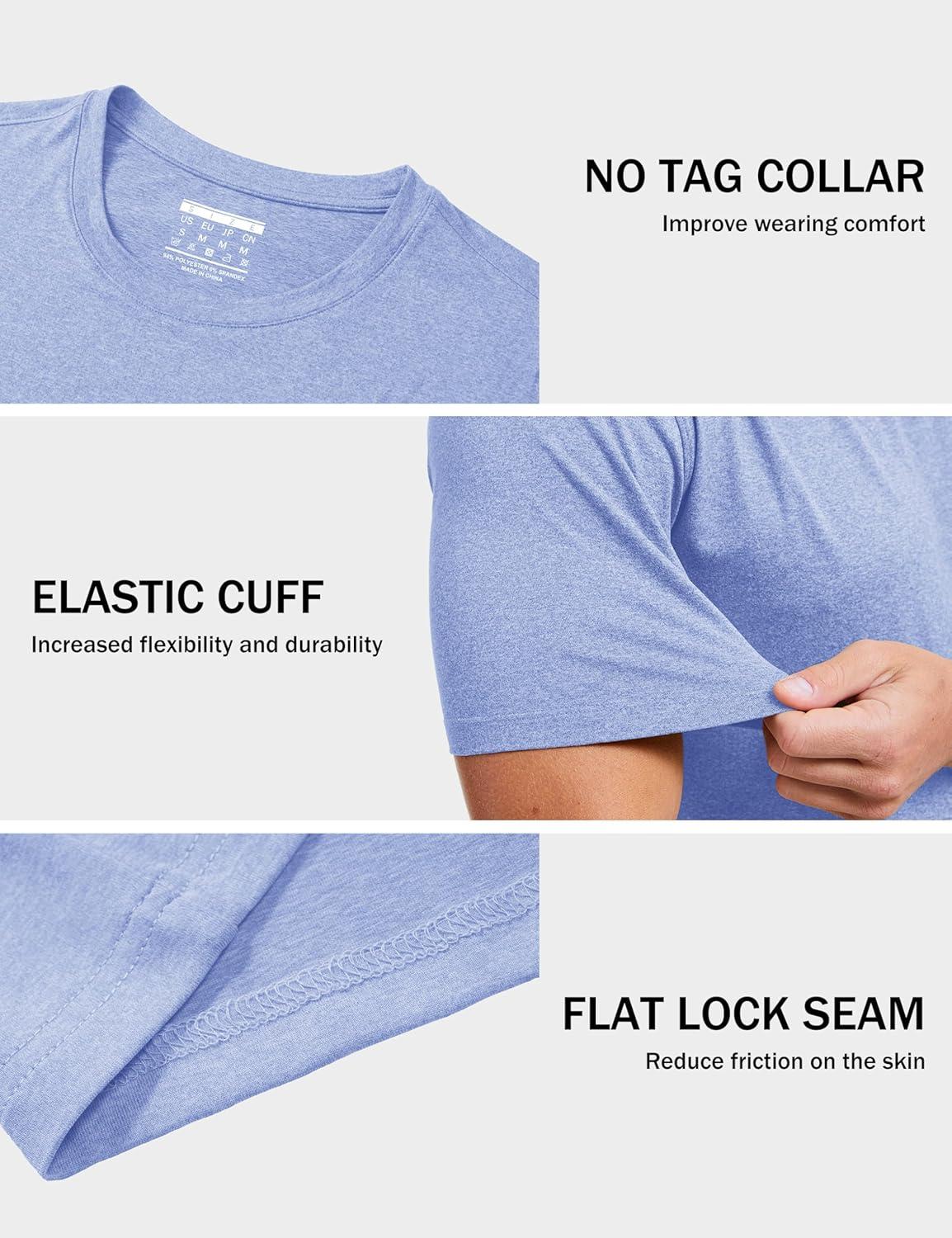 imageMAGCOMSEN Mens Dry Fit Workout Shirts Short Sleeve Tee Shirts Moisture Wicking Athletic Running Performence TshirtsBlue