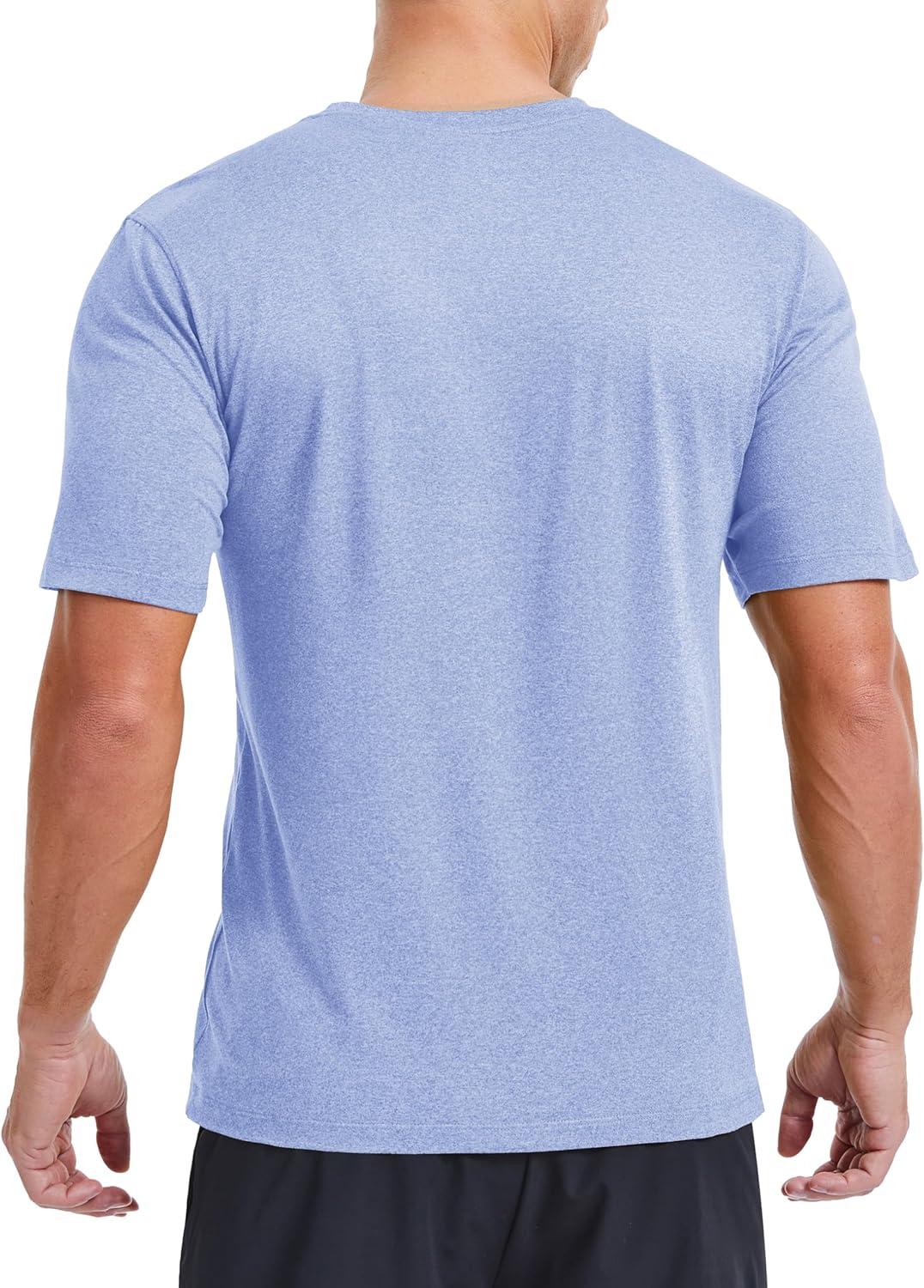 imageMAGCOMSEN Mens Dry Fit Workout Shirts Short Sleeve Tee Shirts Moisture Wicking Athletic Running Performence TshirtsBlue