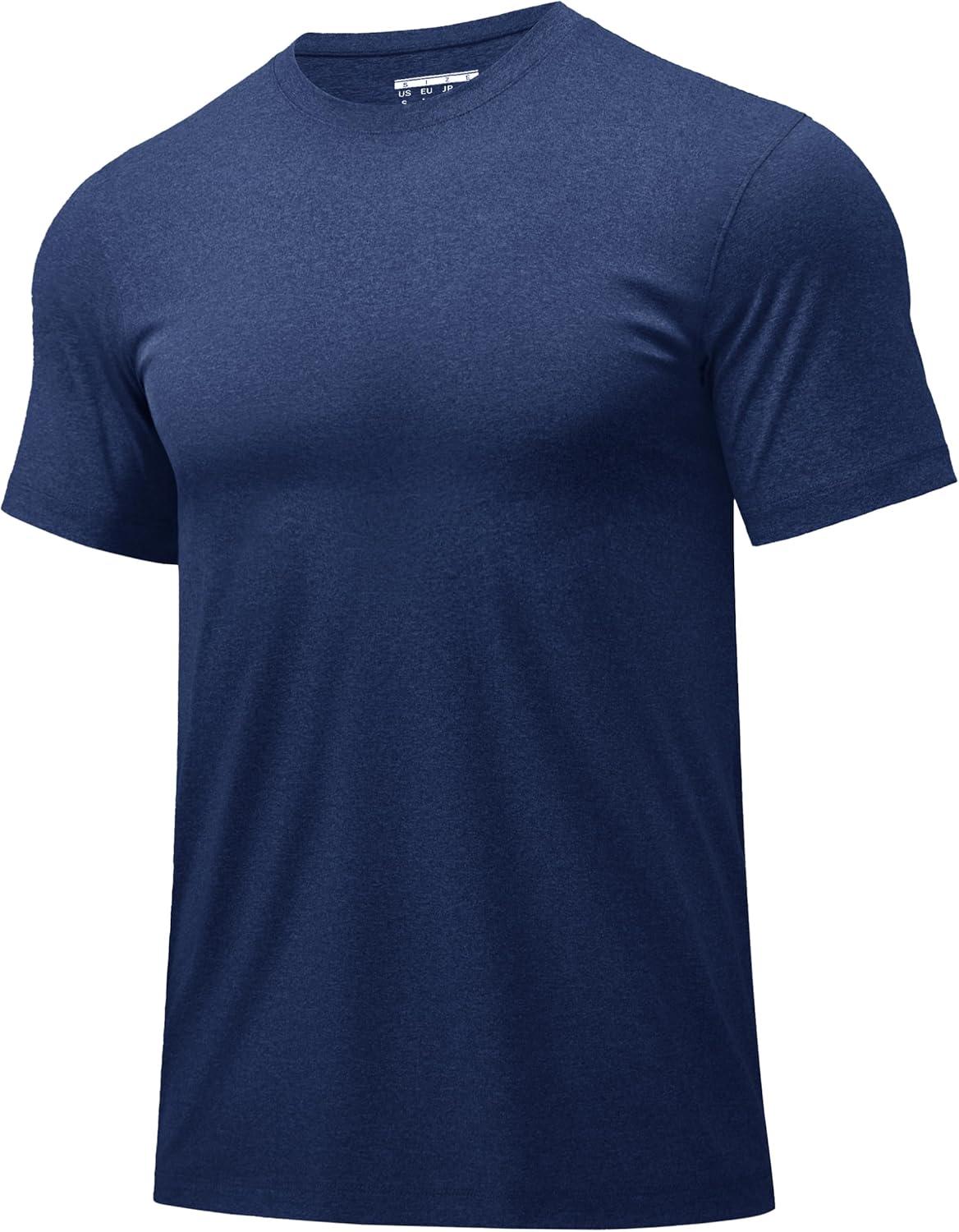 imageMAGCOMSEN Mens Dry Fit Workout Shirts Short Sleeve Tee Shirts Moisture Wicking Athletic Running Performence TshirtsDark Blue