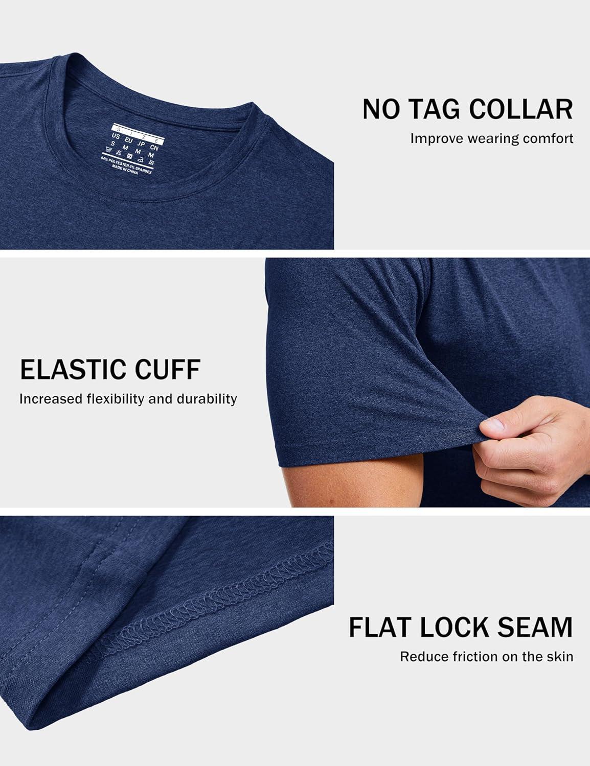 imageMAGCOMSEN Mens Dry Fit Workout Shirts Short Sleeve Tee Shirts Moisture Wicking Athletic Running Performence TshirtsDark Blue