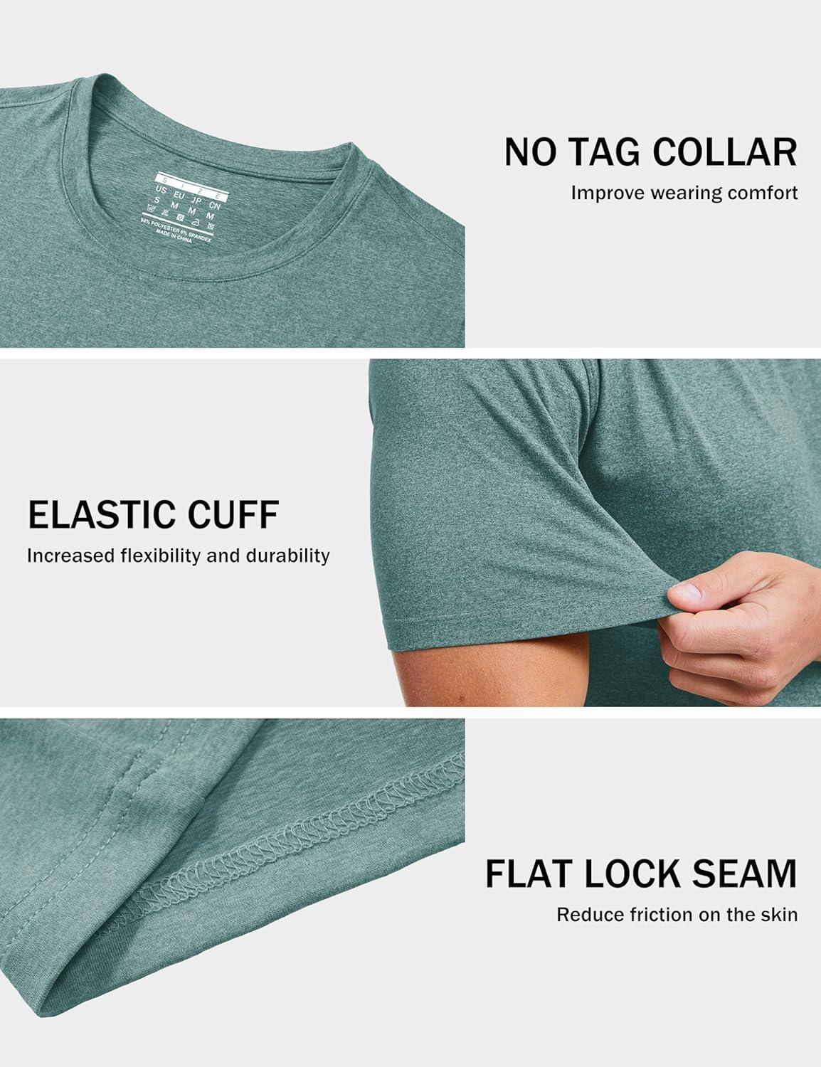 imageMAGCOMSEN Mens Dry Fit Workout Shirts Short Sleeve Tee Shirts Moisture Wicking Athletic Running Performence TshirtsDark Green