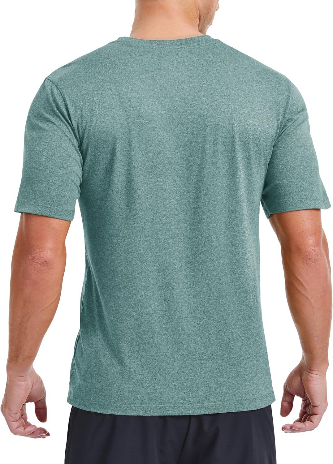imageMAGCOMSEN Mens Dry Fit Workout Shirts Short Sleeve Tee Shirts Moisture Wicking Athletic Running Performence TshirtsDark Green