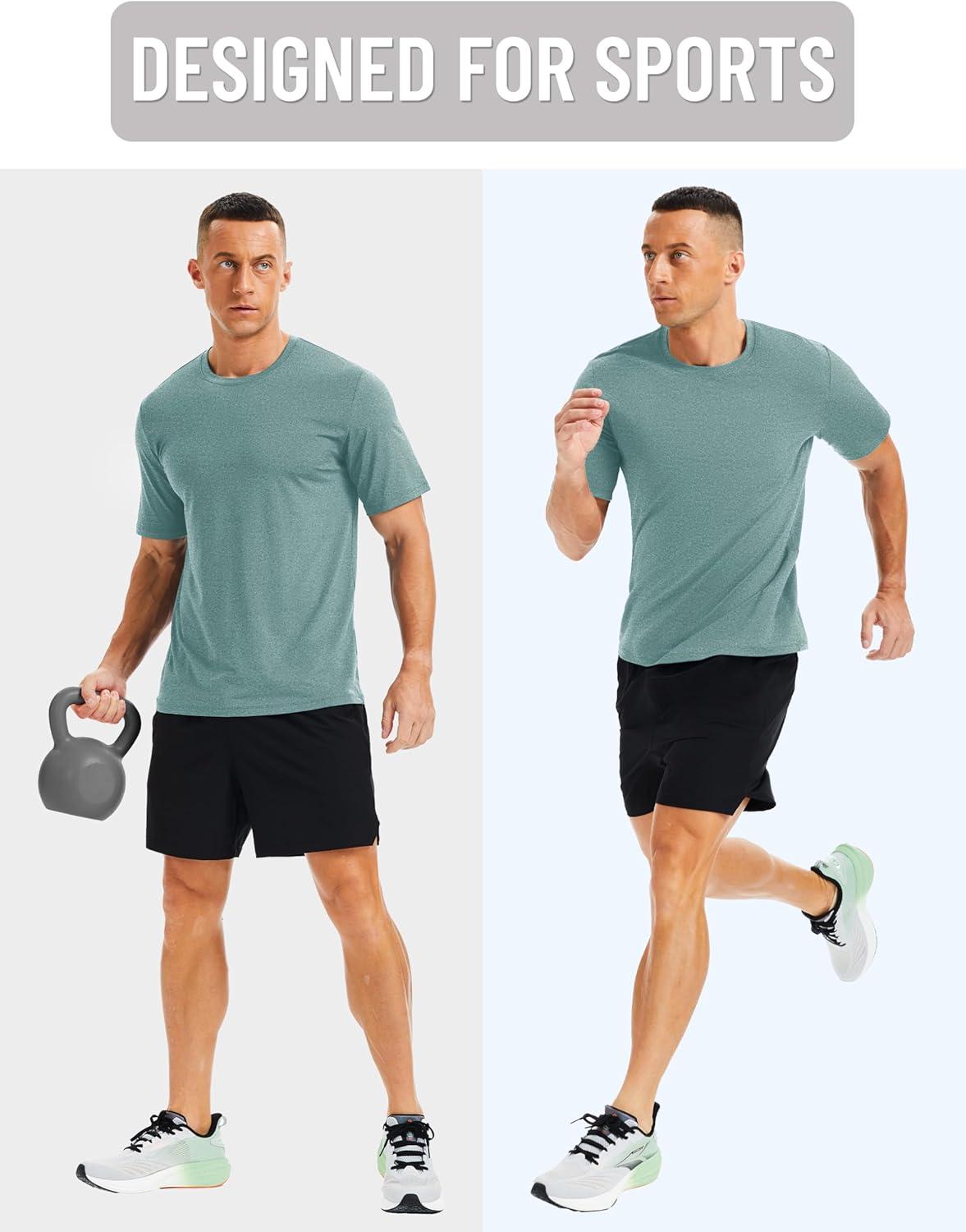 imageMAGCOMSEN Mens Dry Fit Workout Shirts Short Sleeve Tee Shirts Moisture Wicking Athletic Running Performence TshirtsDark Green
