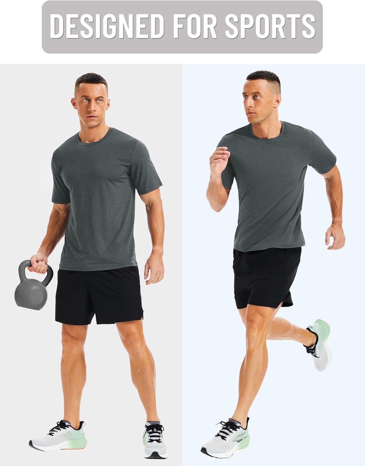 imageMAGCOMSEN Mens Dry Fit Workout Shirts Short Sleeve Tee Shirts Moisture Wicking Athletic Running Performence TshirtsDark Grey
