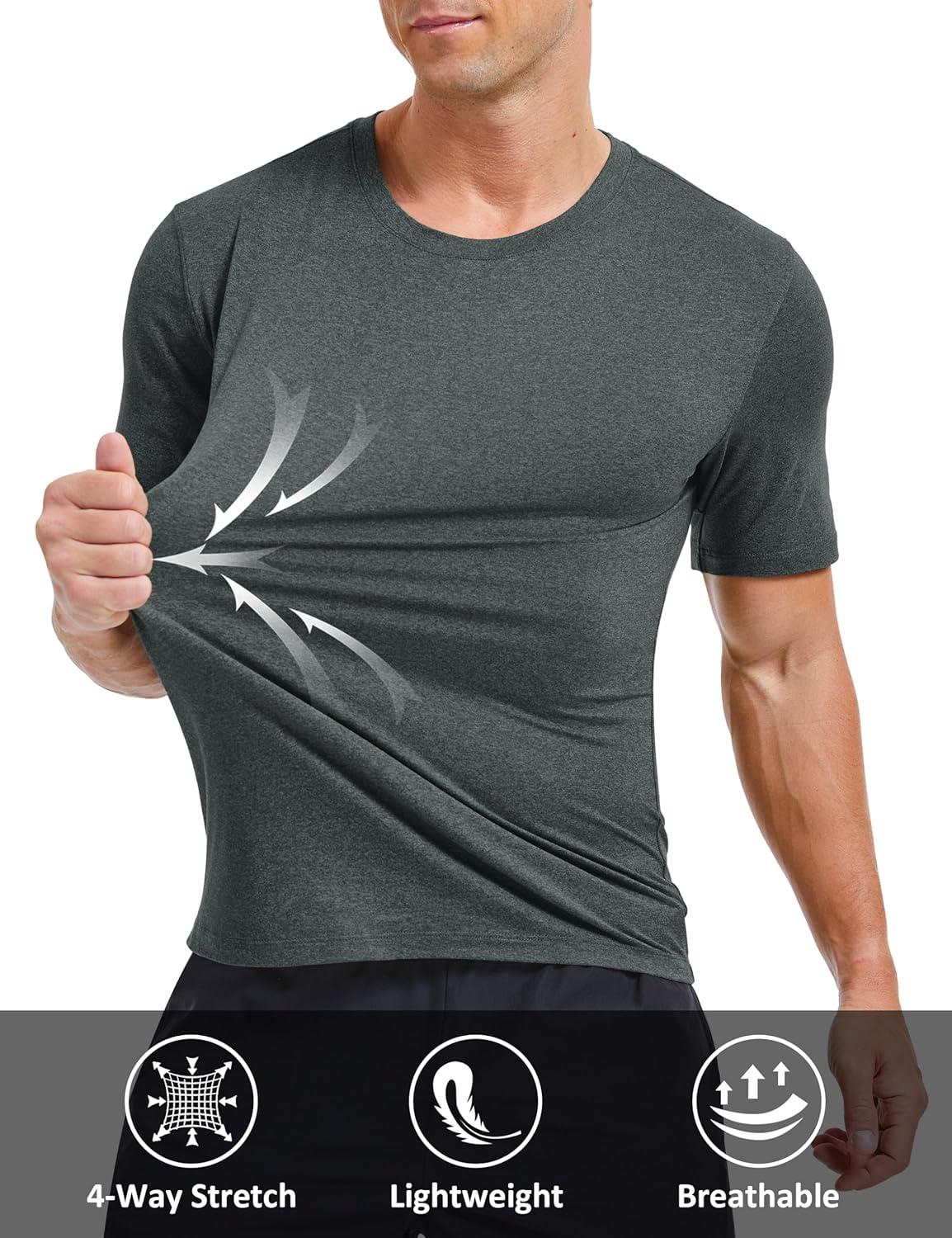 imageMAGCOMSEN Mens Dry Fit Workout Shirts Short Sleeve Tee Shirts Moisture Wicking Athletic Running Performence TshirtsDark Grey