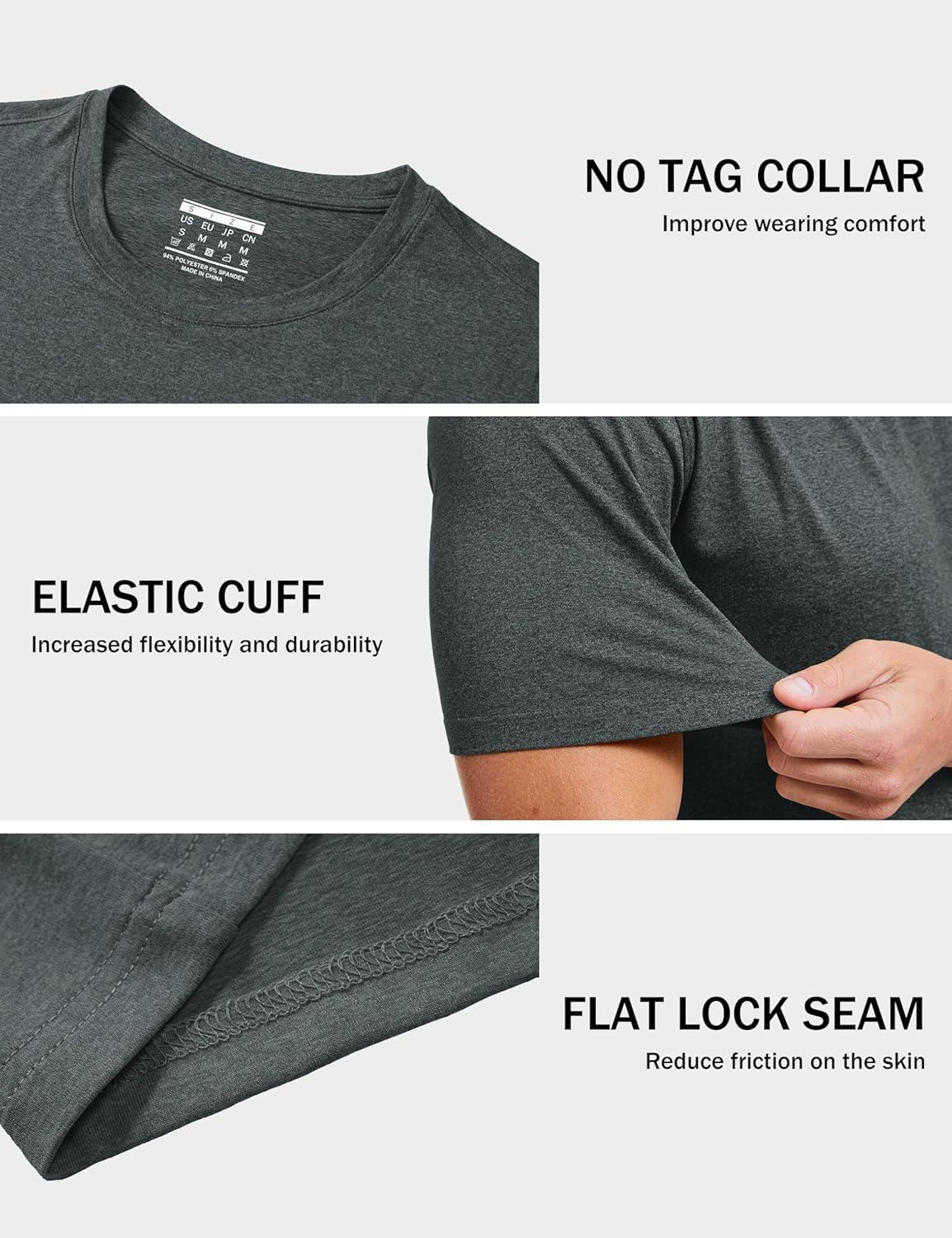 imageMAGCOMSEN Mens Dry Fit Workout Shirts Short Sleeve Tee Shirts Moisture Wicking Athletic Running Performence TshirtsDark Grey