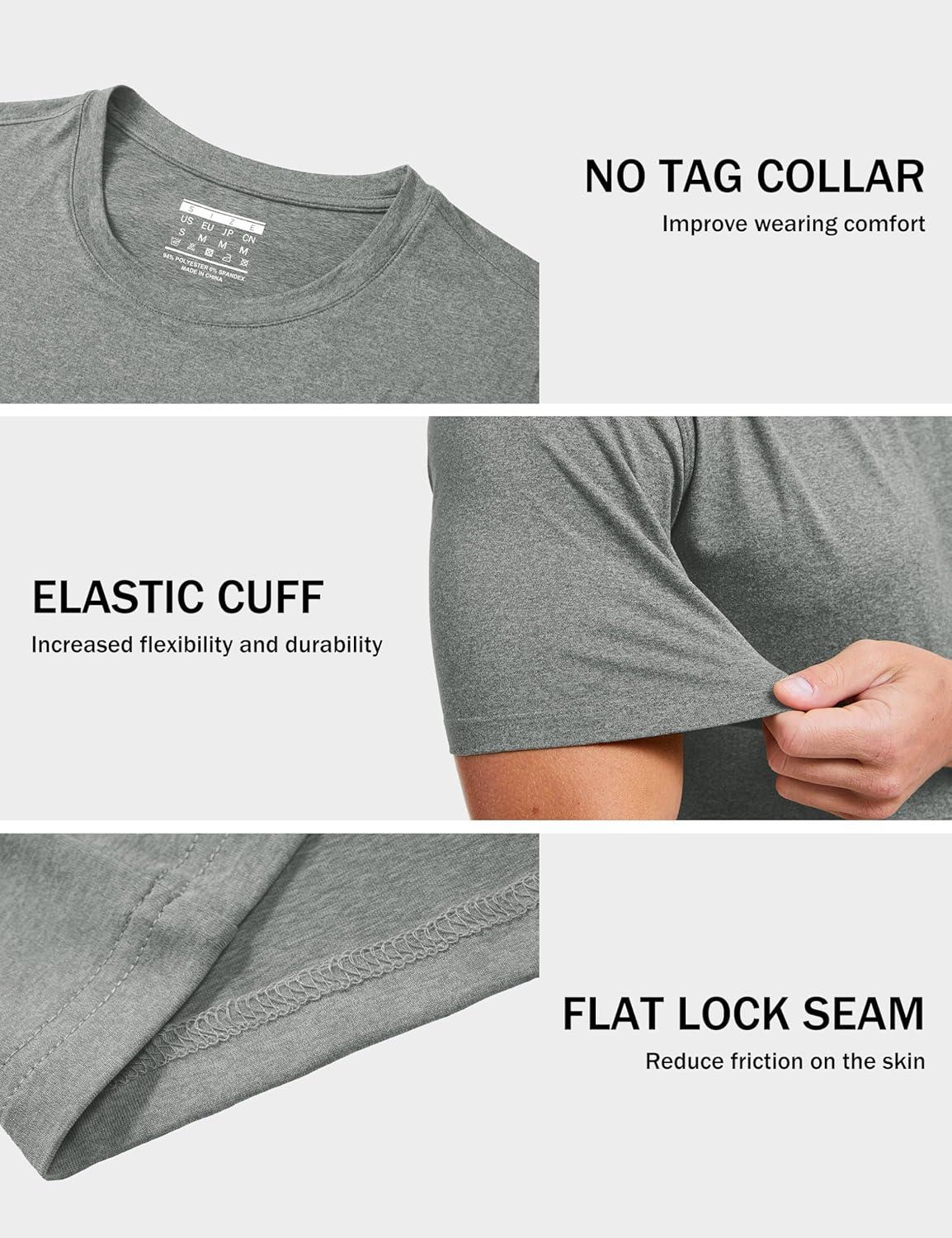 imageMAGCOMSEN Mens Dry Fit Workout Shirts Short Sleeve Tee Shirts Moisture Wicking Athletic Running Performence TshirtsGrey