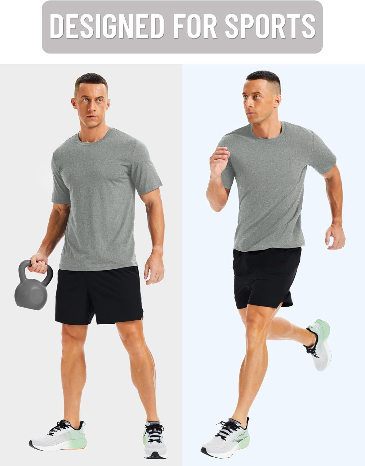 imageMAGCOMSEN Mens Dry Fit Workout Shirts Short Sleeve Tee Shirts Moisture Wicking Athletic Running Performence TshirtsGrey