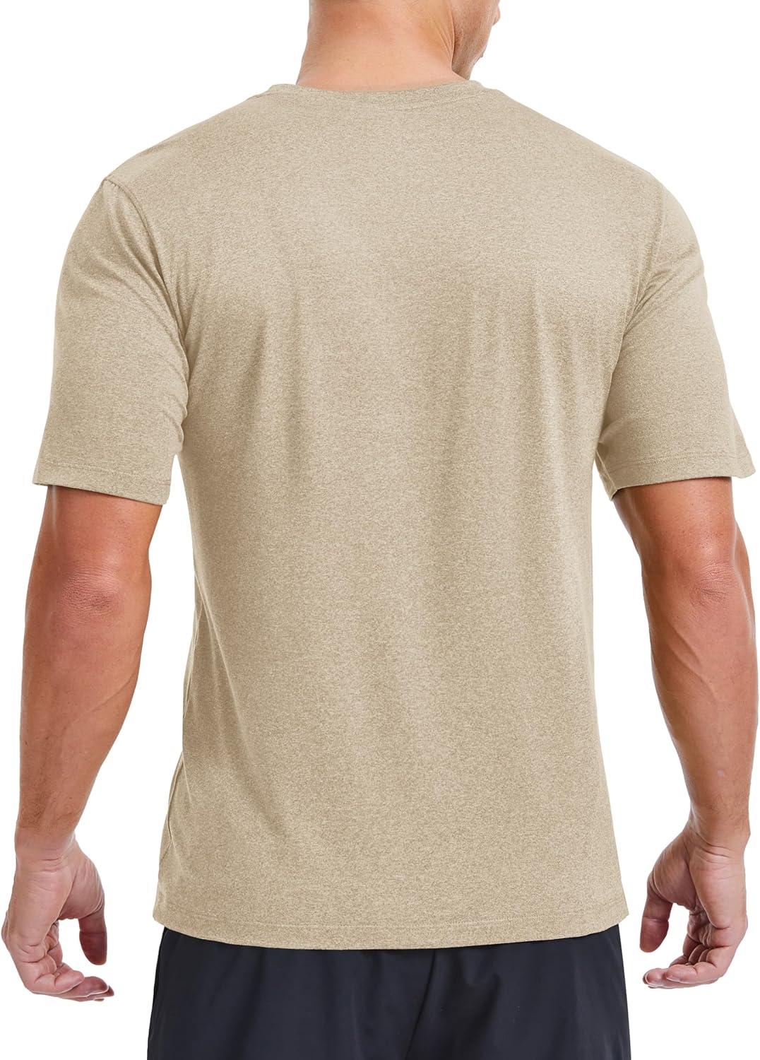 imageMAGCOMSEN Mens Dry Fit Workout Shirts Short Sleeve Tee Shirts Moisture Wicking Athletic Running Performence TshirtsKhaki