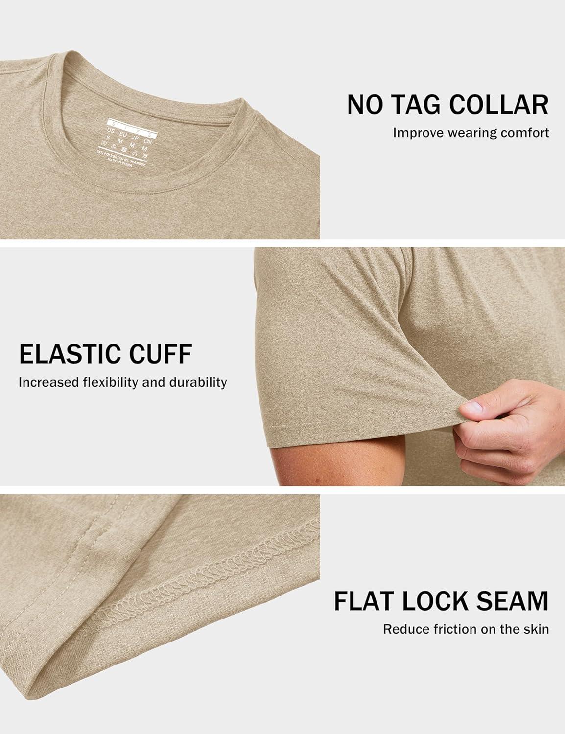 imageMAGCOMSEN Mens Dry Fit Workout Shirts Short Sleeve Tee Shirts Moisture Wicking Athletic Running Performence TshirtsKhaki