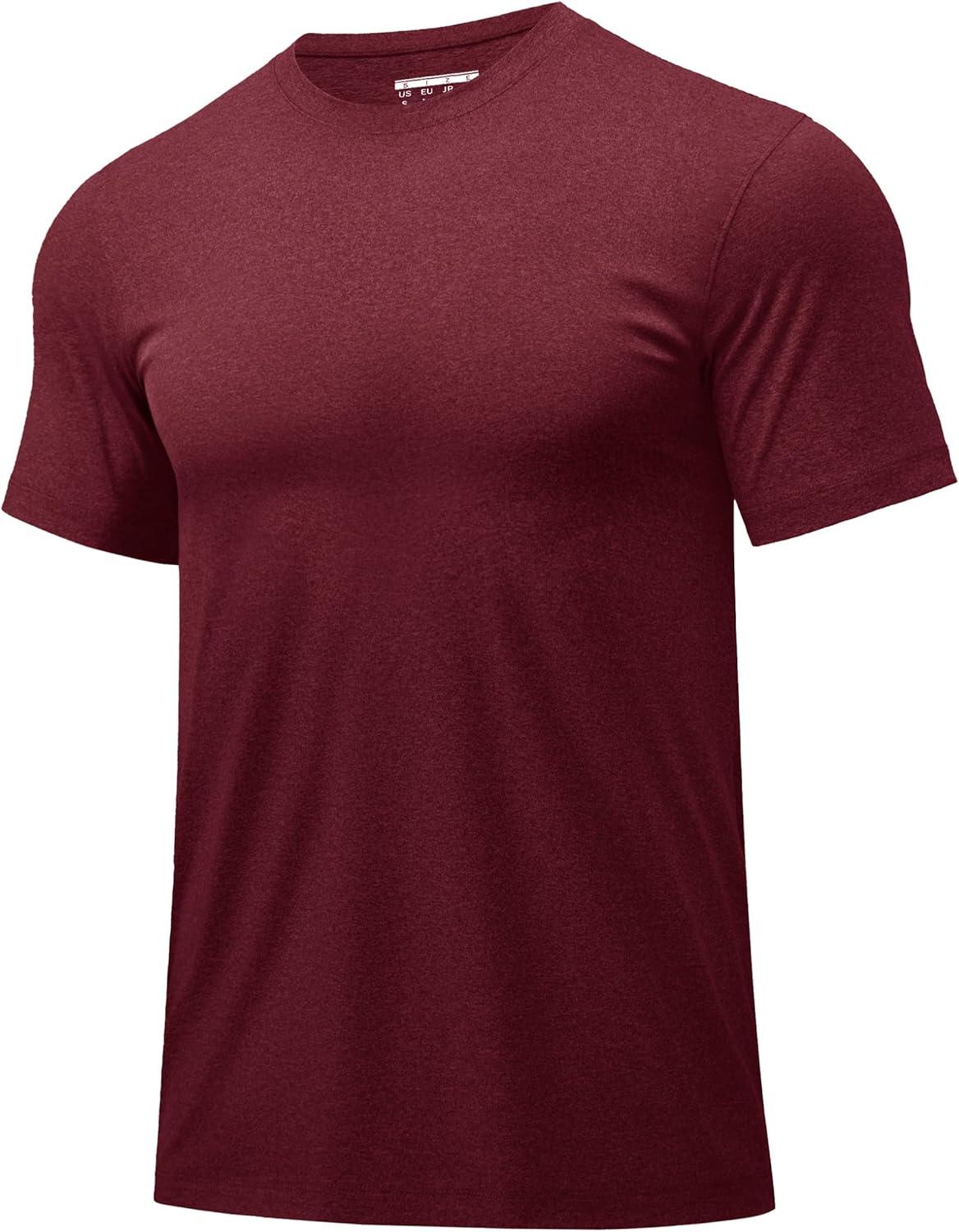 imageMAGCOMSEN Mens Dry Fit Workout Shirts Short Sleeve Tee Shirts Moisture Wicking Athletic Running Performence TshirtsWine