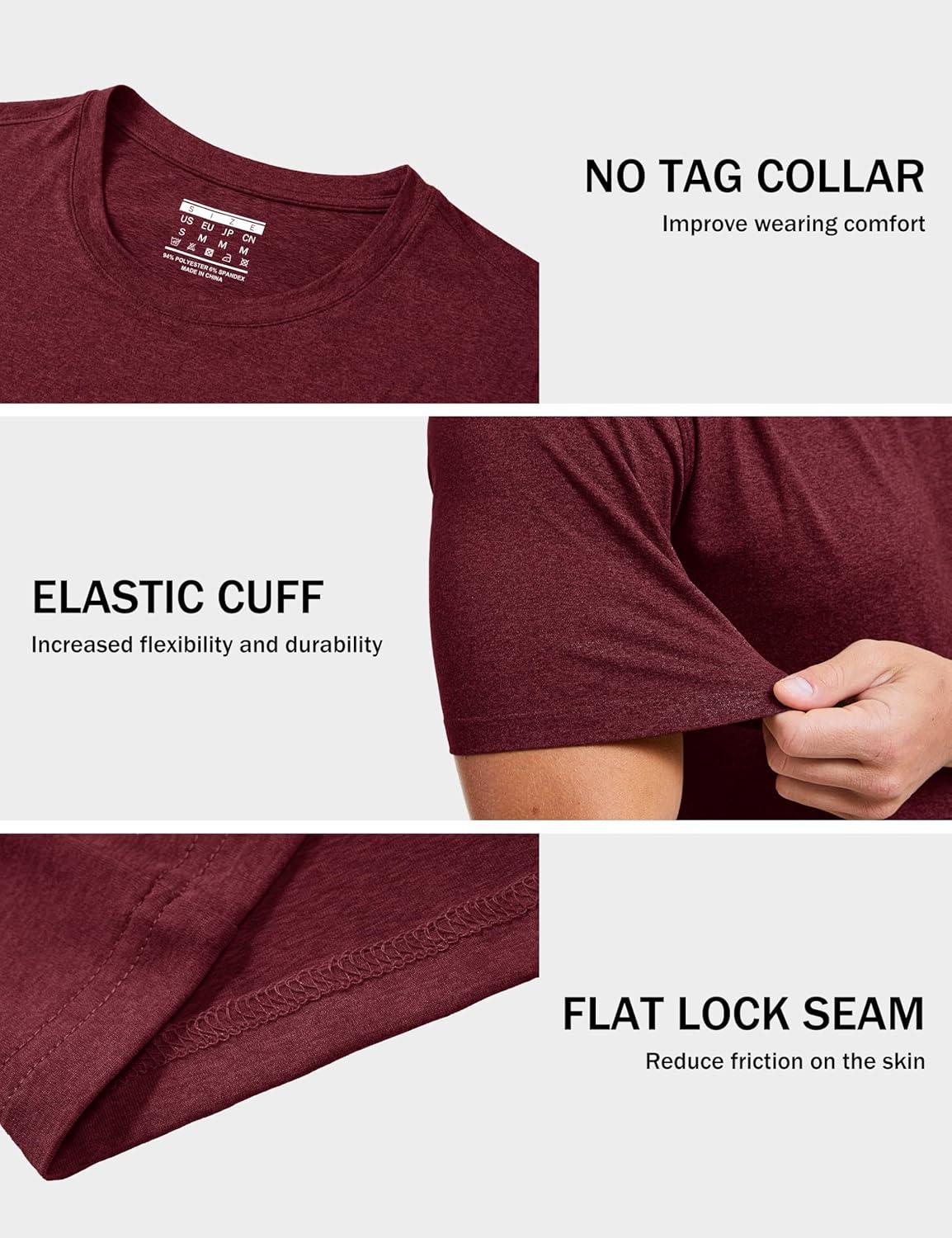 imageMAGCOMSEN Mens Dry Fit Workout Shirts Short Sleeve Tee Shirts Moisture Wicking Athletic Running Performence TshirtsWine