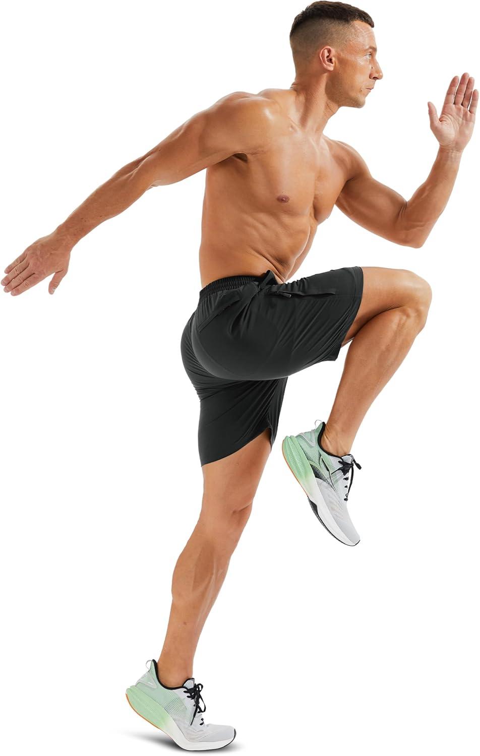 imageMAGCOMSEN Mens Hiking Shorts 7 Inch Quick Dry Lightweight Fishing Workout Athletic Water Resistant Shorts with Zipper PocketsBlack