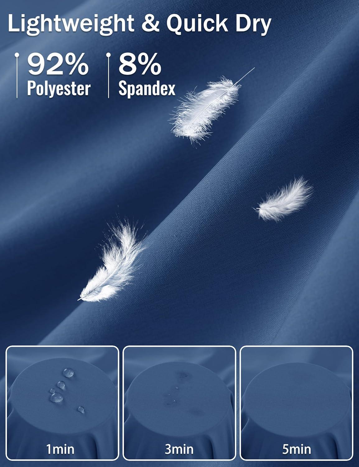 imageMAGCOMSEN Mens Hiking Shorts 7 Inch Quick Dry Lightweight Fishing Workout Athletic Water Resistant Shorts with Zipper PocketsBlue Grey