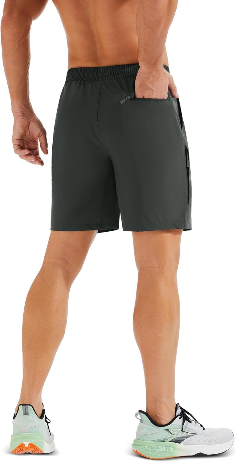 imageMAGCOMSEN Mens Hiking Shorts 7 Inch Quick Dry Lightweight Fishing Workout Athletic Water Resistant Shorts with Zipper PocketsDark Gray