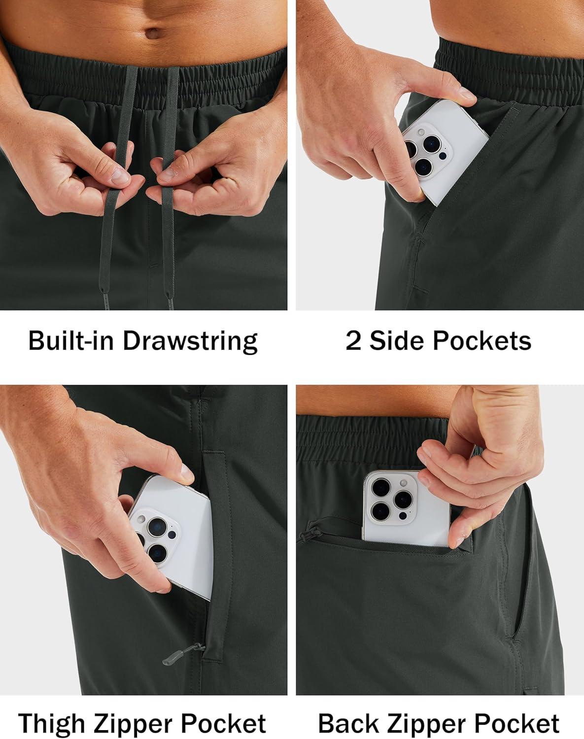 imageMAGCOMSEN Mens Hiking Shorts 7 Inch Quick Dry Lightweight Fishing Workout Athletic Water Resistant Shorts with Zipper PocketsDark Gray