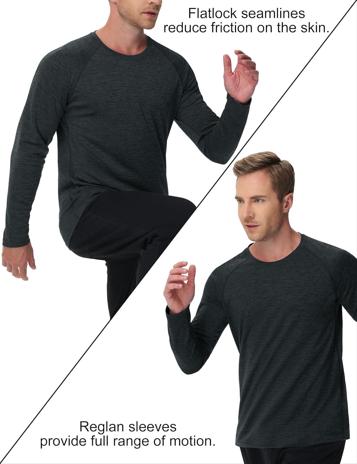 imageMAGCOMSEN Mens Long Sleeve Shirts UPF 50 Sun Protection Dry Fit Shirts Athletic Fishing Hiking Workout Rash GuardBlack