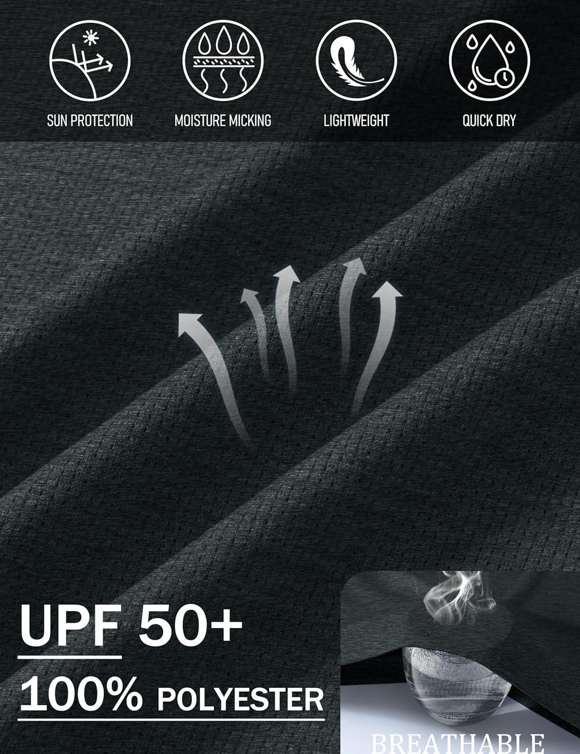 imageMAGCOMSEN Mens Long Sleeve Shirts UPF 50 Sun Protection Dry Fit Shirts Athletic Fishing Hiking Workout Rash GuardBlack