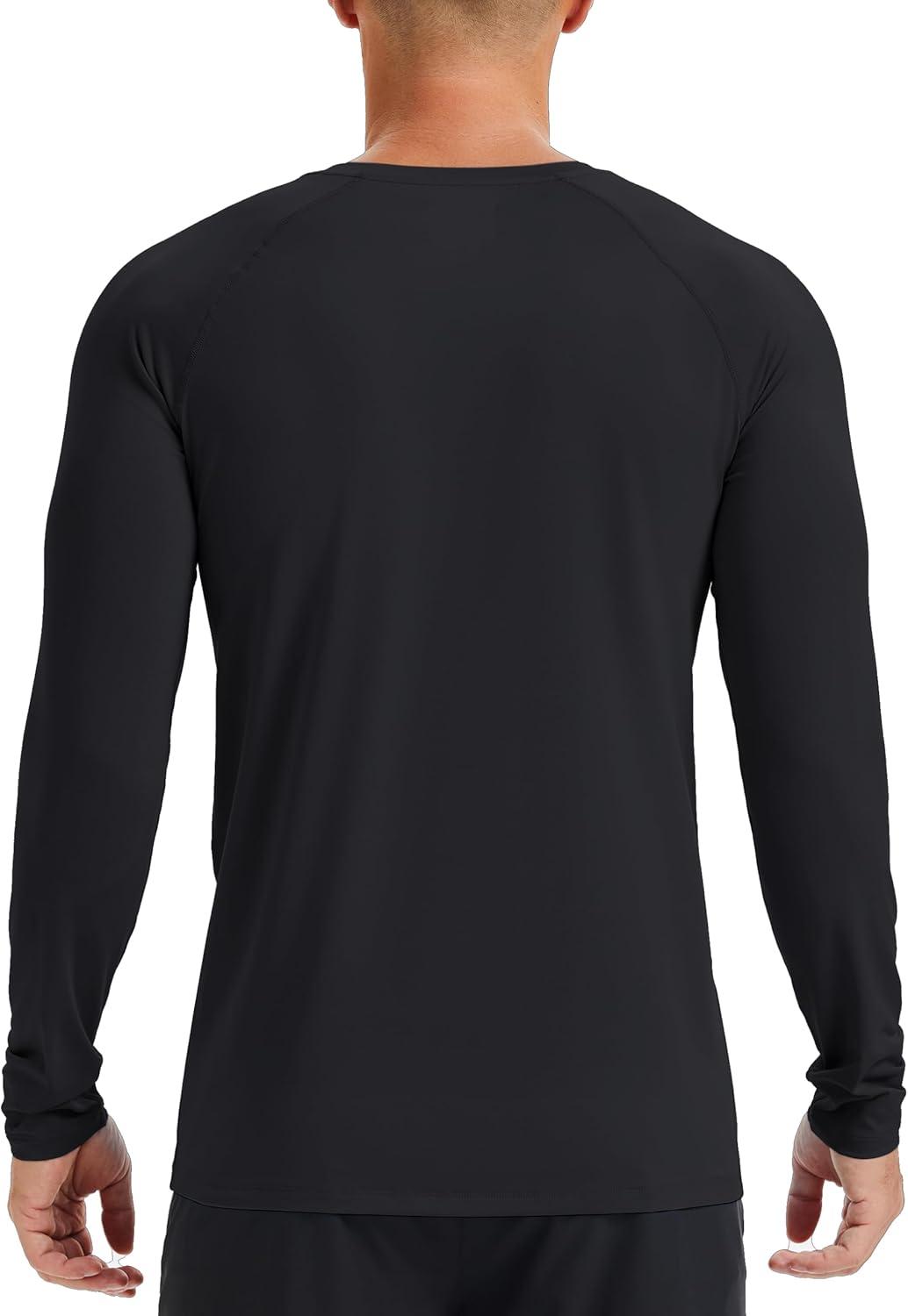 imageMAGCOMSEN Mens UPF 50 Sun Protection Shirts Long Sleeve Quick Dry UV SPF Rash Guard Fishing Running Swim AthleticBlack