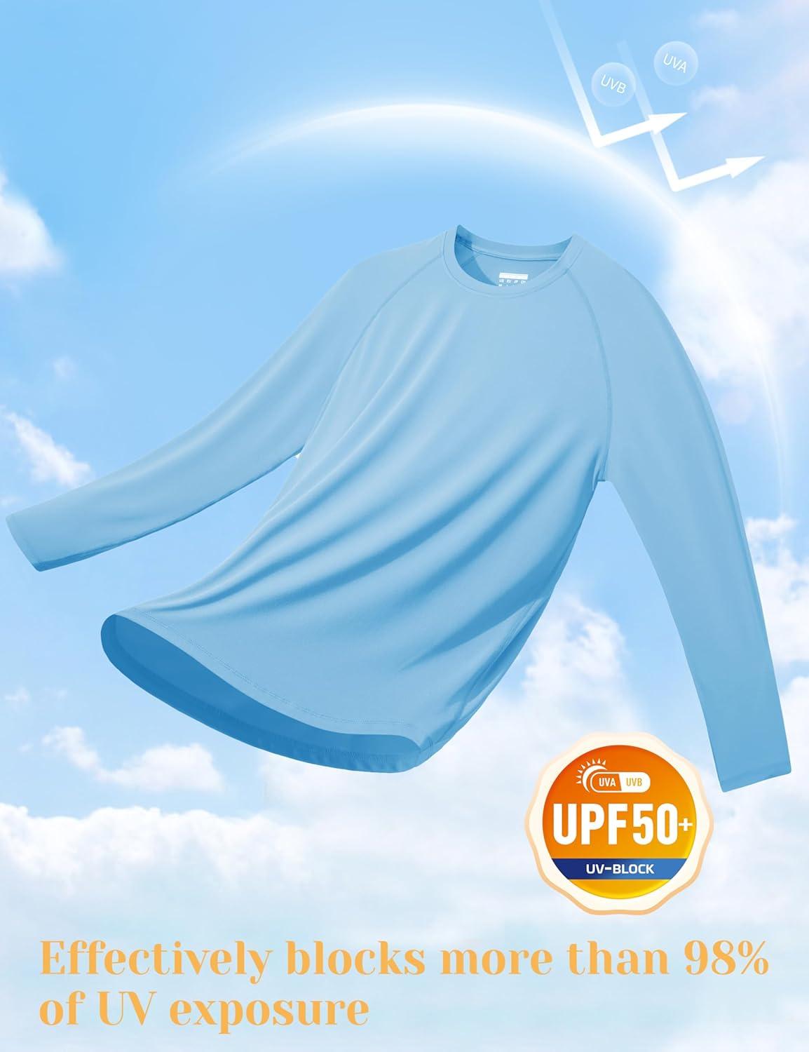 imageMAGCOMSEN Mens UPF 50 Sun Protection Shirts Long Sleeve Quick Dry UV SPF Rash Guard Fishing Running Swim AthleticBlue