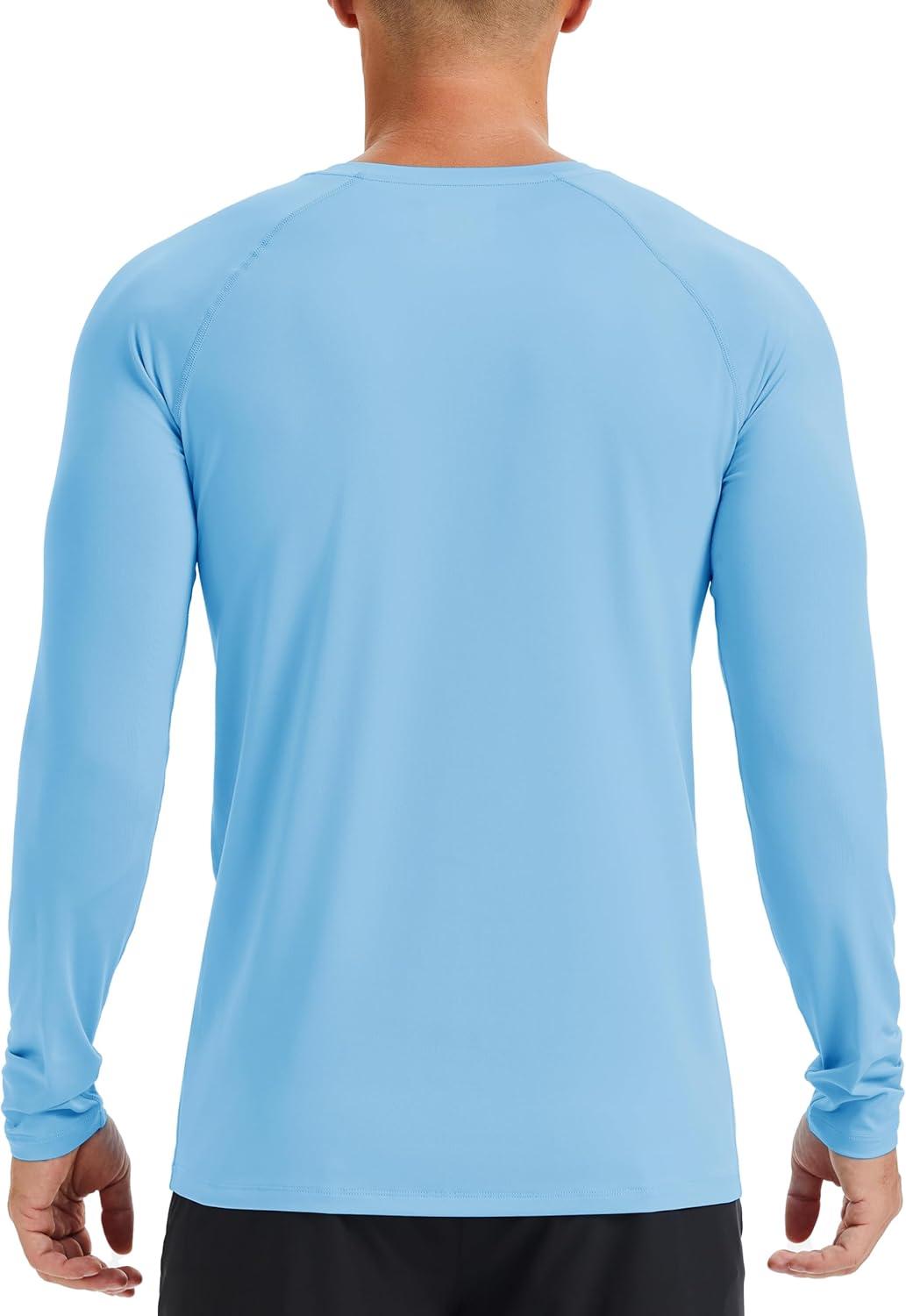 imageMAGCOMSEN Mens UPF 50 Sun Protection Shirts Long Sleeve Quick Dry UV SPF Rash Guard Fishing Running Swim AthleticBlue