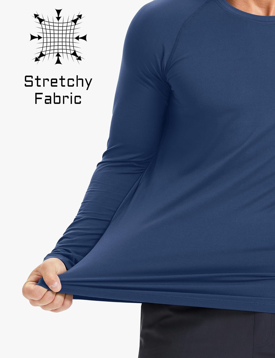 imageMAGCOMSEN Mens UPF 50 Sun Protection Shirts Long Sleeve Quick Dry UV SPF Rash Guard Fishing Running Swim AthleticBlue Grey