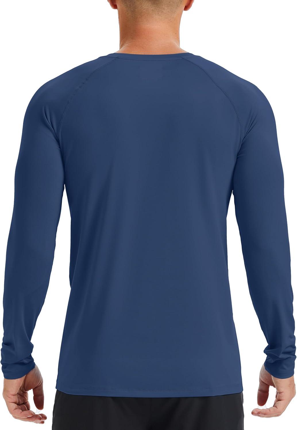 imageMAGCOMSEN Mens UPF 50 Sun Protection Shirts Long Sleeve Quick Dry UV SPF Rash Guard Fishing Running Swim AthleticBlue Grey