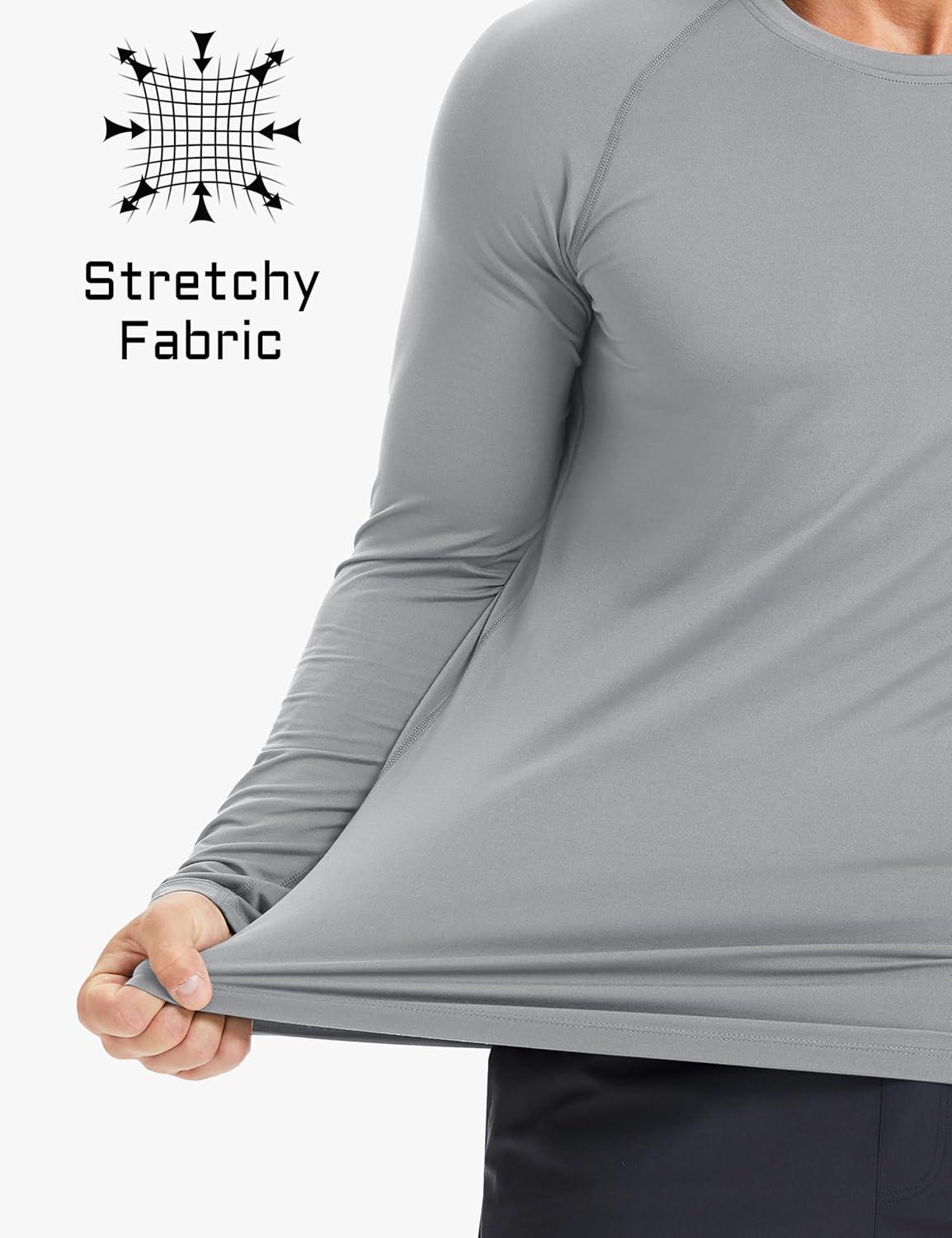 imageMAGCOMSEN Mens UPF 50 Sun Protection Shirts Long Sleeve Quick Dry UV SPF Rash Guard Fishing Running Swim AthleticLight Grey